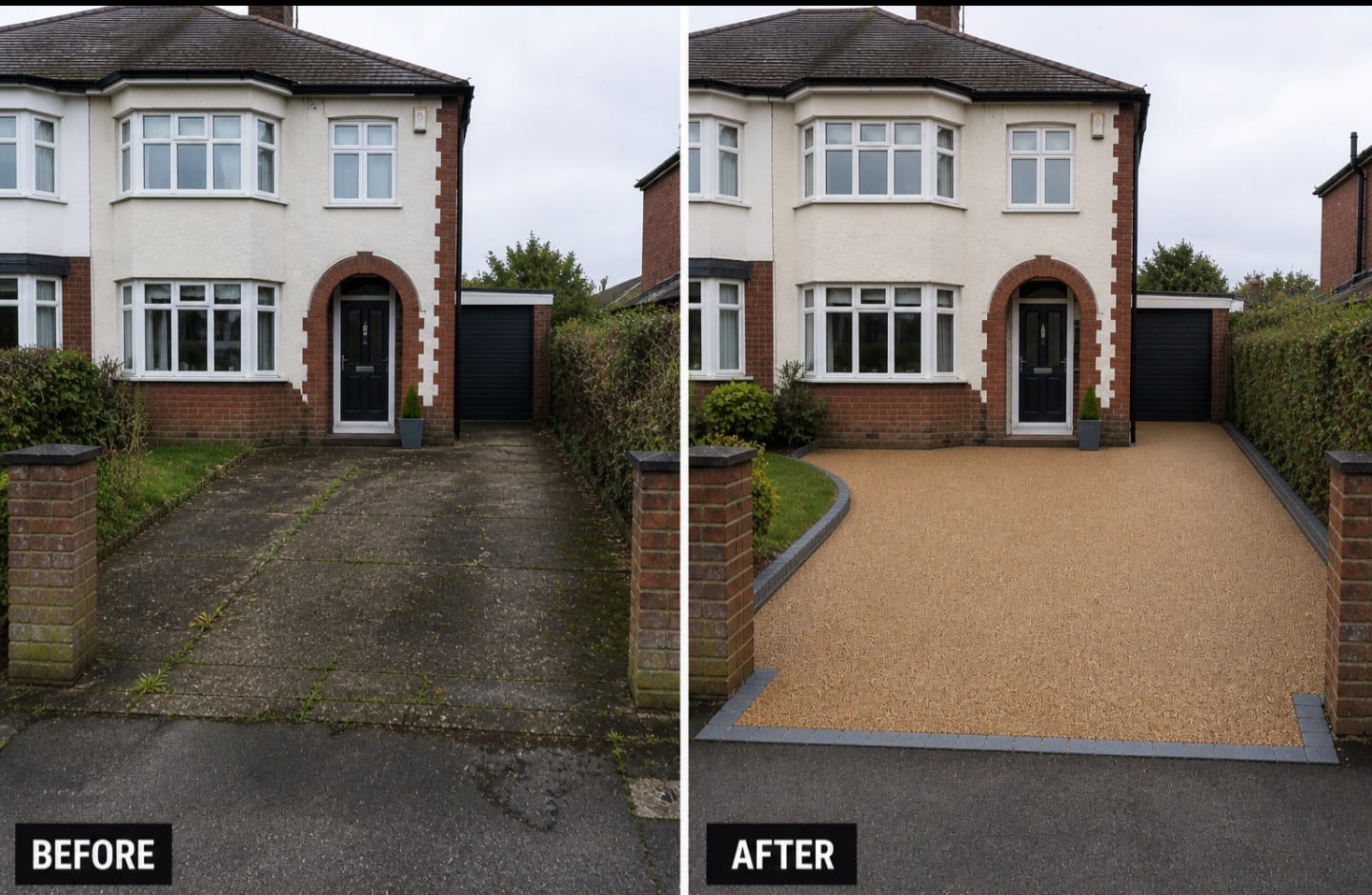Resin driveway before and after