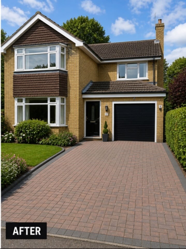 Finished block paving driveway