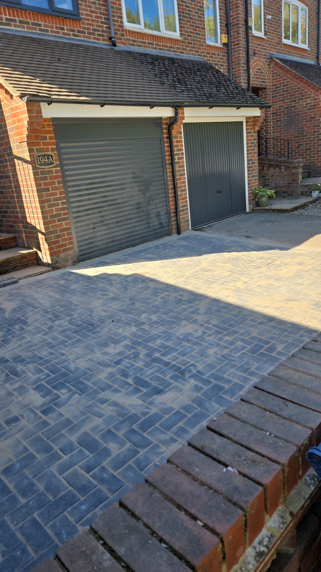 Completed block paved rear driveway