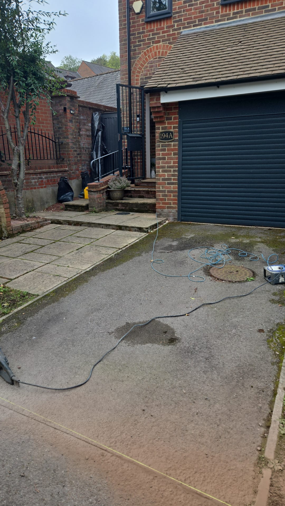 Garage area before the driveway transformation